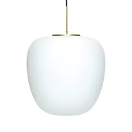 Lampy sufitowe - Wisząca lampa Muse w białym kolorze z szklanym kloszem i złotymi detalami - miniaturka - grafika 1
