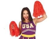 Dodatki do strojów karnawałowych - Guirca Pompony cheerleaderki czerwone - 2 szt. GU17696 - miniaturka - grafika 1
