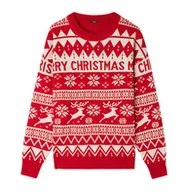 Swetry damskie - CZERWONY ŚWIĄTECZNY SWETER-EK Z DŁUGIM RĘKAWEM ŚWIĄTECZNE WZORY CHRISTMAS S - miniaturka - grafika 1