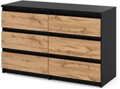 Komody - Komoda Loftowa Nowoczesna Do Salonu 100cm Pojemna Szafka Czarna Dąb Wotan - miniaturka - grafika 1