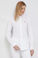 Koszule damskie - Polo Ralph Lauren koszula bawełniana damska kolor biały regular z kołnierzykiem klasycznym - miniaturka - grafika 1