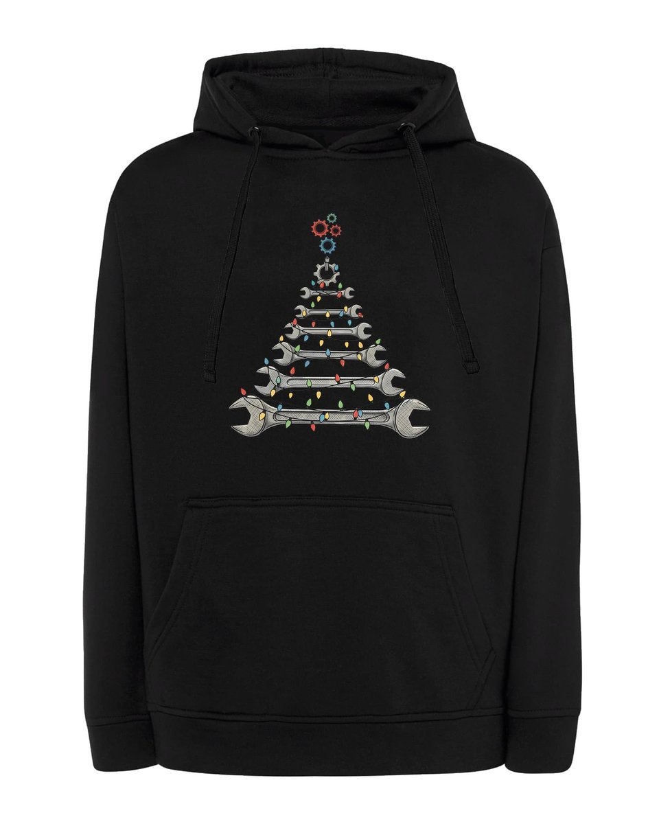 Bluza z kapturem Świąteczna Choinka Mechanika Czarny M