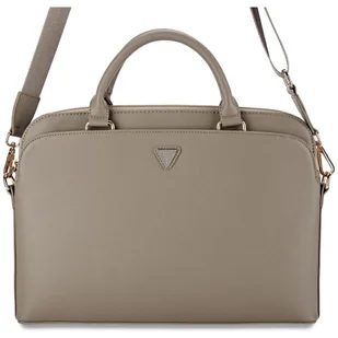 Torba GUESS Grained Zipper Pocket Triangle Logo 15 cali Brązowy - Torby na laptopy - miniaturka - grafika 1