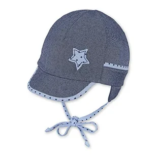 Sterntaler Czapka z daszkiem dla niemowląt i chłopców, opaski do wiązania, nauszniki i wzór w kropki na krawędzi, tasiemki i motyw gwiazdy czapka, niebieski (średni niebieski 365), XXL - Czapki damskie - miniaturka - grafika 1
