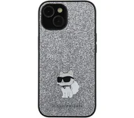 Etui i futerały do telefonów - Karl Lagerfeld Etui Fixed Glitter Metal Ikonik do Galaxy A35 5G, srebrny - miniaturka - grafika 1