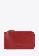 Etui na dokumenty i karty - Etui na karty kredytowe skórzane na zamek czerwone - miniaturka - grafika 1