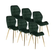 Krzesła - Zestaw Krzesło Tapicerowane Welurowe Kuchenne Zielone Do Jadalni LUCKY 6x - miniaturka - grafika 1