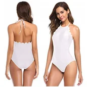 Stroje kąpielowe - MONOKINI WYSZCZUPLAJĄCE Z FALBANKĄ STRÓJ JEDNOCZĘŚCIOWY KOSTIUM KĄPIELOWY S - miniaturka - grafika 1