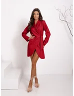 Sukienki - Przekładana sukienka z wiązaniem - LAIRA - czerwona - miniaturka - grafika 1