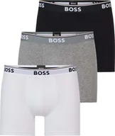Majtki męskie - BOSS Bokserki męskie Power Trunk dłuższy krój bawełna stretch 3-pak M 1xbiały/szary/czarny - miniaturka - grafika 1