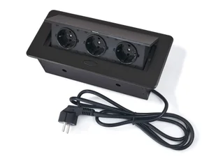 Power port biurkowy wpuszczany w blat z 3x gniazdo zasilające 230V Multibox 1 -Czarny - Listwy zasilające - miniaturka - grafika 1