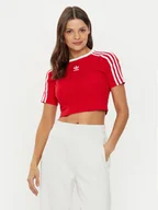 Koszulki i topy damskie - adidas T-Shirt 3-Stripes Baby JD0303 Czerwony Slim Fit - miniaturka - grafika 1