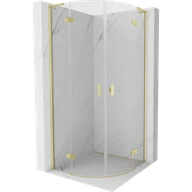 Kabiny prysznicowe - Mexen Mist L kabina prysznicowa półokrągła uchylna 90 x 90 cm, transparent, złota szczotkowana - 8A33L-090-090-55-00 - miniaturka - grafika 1