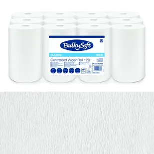 Ręcznik papierowy bezpyłowy 120m mini bez kleju bez smug biały 1 warstwa w roli do systemu one-to-one Bulkysoft Classic 12 rolek - Ręczniki papierowe - miniaturka - grafika 1