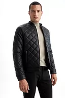 Płaszcze męskie - DeFacto skórzana kurtka do odzieży rekreacyjnej - DeFacto skórzany płaszcz dla mężczyzn do odzieży wierzchniej (czarna, S), czarny, S - miniaturka - grafika 1