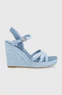 Sandały damskie - Tommy Hilfiger sandały ESSENTIAL WEDGE SANDAL damskie kolor niebieski na koturnie FW0FW07159 - miniaturka - grafika 1