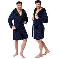 Szlafroki damskie - Tutumi Szlafrok męski Jordan Navy Black L - miniaturka - grafika 1