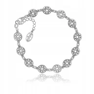 Bransoletki - Bransoletka kółeczka ażurowe srebrna rodowana - miniaturka - grafika 1