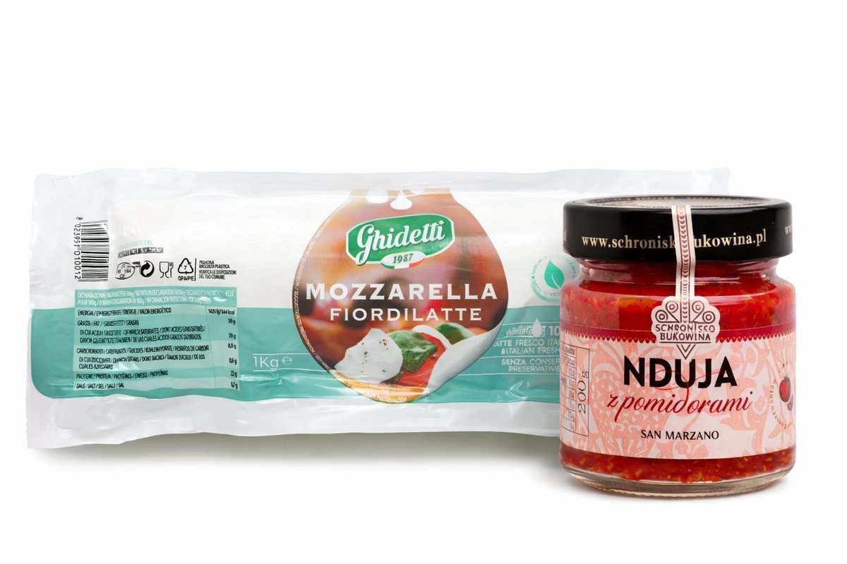 Mozzarella Filone Fior Di Latte 1kg - Ghidetti + Nduja 200 g Schronisko Bukowina