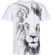 Koszulki męskie - Męski t-shirt z krótkim rękawem, z lwem, biały - miniaturka - grafika 1