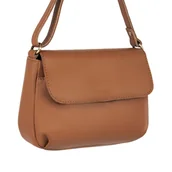 Torebki damskie - Skórzana listonoszka torebka damska mała jasnobrązowa - miniaturka - grafika 1