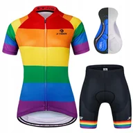 Spodenki rowerowe - Koszulka Rowerowa Spodenki Rowerowe Komplet Tęcza - miniaturka - grafika 1