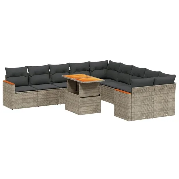 Zestaw mebli ogrodowych modułowych szary rattan PE 62 x 62 x 69 cm