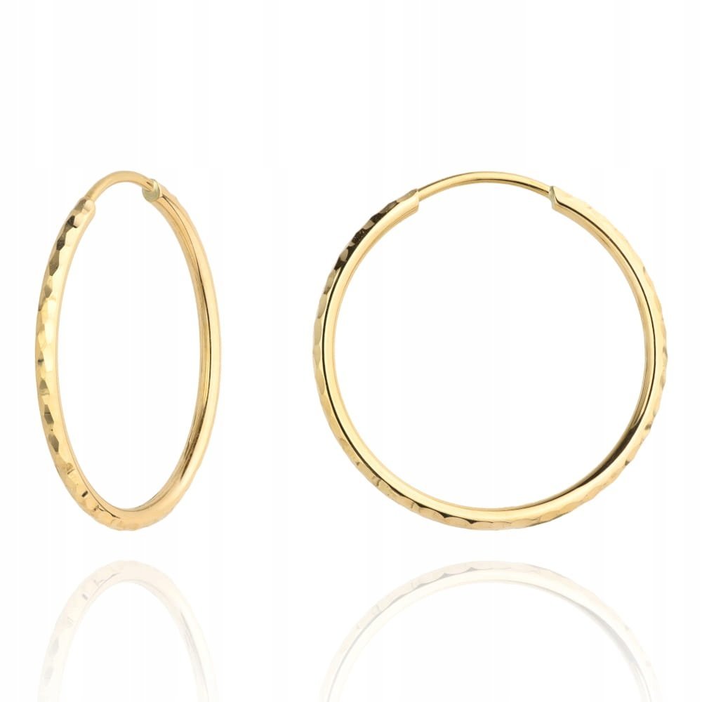 Kolczyki koła wykonane ze złota 585 diamentowane 3,3 cm modny design 14k