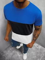 Koszulki męskie - T-Shirt męski niebieski OZONEE JS/8T90/3 - Ozonee - miniaturka - grafika 1