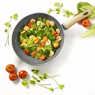 Woki - Greenpan GreenPan Wood-BE cw001400  002 patelnia aluminiowa Szary Quartz Wok 28 cm CW001400-002 - miniaturka - grafika 1