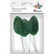 Dekoratorstwo - Dekoracje Materiałowe Liście Na Druciku 10 Szt Titanum Zielony Ciemny - miniaturka - grafika 1