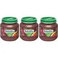 Desery dla dzieci - BoboVita Banany jabłka i owoce jagodowe po 5 miesiącu Zestaw 3 x 125 g - miniaturka - grafika 1