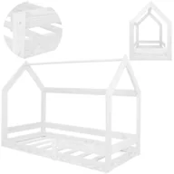 Łóżka dla dzieci i młodzieży - Łóżko dla dziecka z barierką i stelażem, domek 160x80 cm drewniane, białe - miniaturka - grafika 1