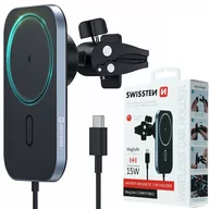 Ładowarki samochodowe - SWISSTEN Uchwyt do kratki nawiewu z ładowarką bezprzewodową MagSafe 15W - miniaturka - grafika 1