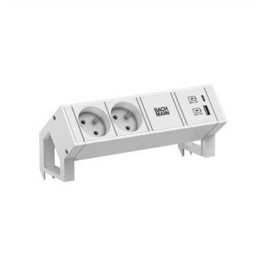 BACHMANN DESK2 biały 2xUTE 1xUSB A/C 22W 0,2m GST18