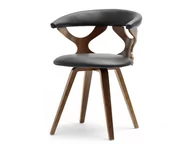 Krzesła - Obrotowe Krzesło Z Drewna Giętego Bonito Orzech Czarna Ekoskóra - miniaturka - grafika 1