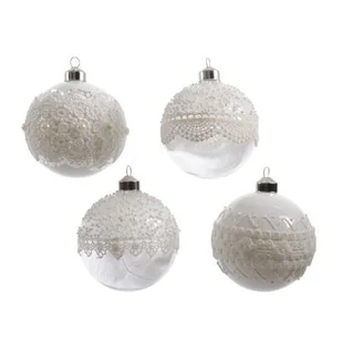 Bombka szklana dekorowana z koronką 8 cm mix - Bombki - miniaturka - grafika 1