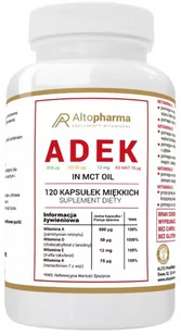 Suplement diety, AltoPharma, ADEK Forte A,D3,E,K2 MK-7 in MCT, 120 kapsułek miękkich - Witaminy i minerały - miniaturka - grafika 1