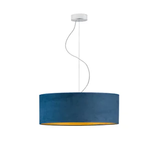 Lampa wisząca z welurowym abażurem HAJFA VELUR fi - 50 cm kolor granatowy ze złotym wnętrzem - Lampy sufitowe - miniaturka - grafika 1
