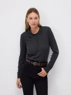 Swetry damskie - Reserved - Sweter z wełną - ciemnoszary - miniaturka - grafika 1