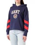 Bluzy damskie - GANT Damska bluza z kapturem D1. Crest Shield Detail Hoodie bluza z kapturem, Classic Blue, XL - miniaturka - grafika 1