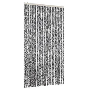 vidaXL Zasłona na muchę szara, czarno-biała 100x230 cm szenilowa - Zasłony - miniaturka - grafika 1