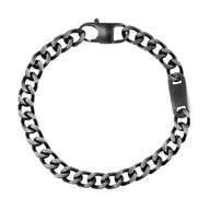 Bransolety męskie - Męska bransoletka mała blaszka do grawerunku łańcuch pancerka czarna efekt vintage - Manoki - miniaturka - grafika 1
