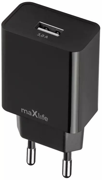 Maxlife ładowarka sieciowa MXTC-11 1x USB 3A czarna OEM0101537