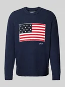 Swetry męskie - Sweter z dzianiny z wyhaftowanym logo - miniaturka - grafika 1