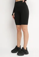 Spodenki damskie - Czarne Szorty Typu Kolarki z Wysokim Stanem Asallie - miniaturka - grafika 1