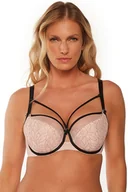 Biustonosze - Gaia 1240 Leonia Biustonosz półusztywniany, perłowo-czarny - miniaturka - grafika 1