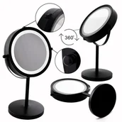 Lusterka do makijażu - Lusterko do makijażu stojące z podświetleniem led czarne - Yoka - miniaturka - grafika 1