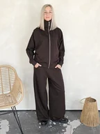 Komplety damskie - Gaia rozpinany komplet z lamówkami czekoladowy - miniaturka - grafika 1