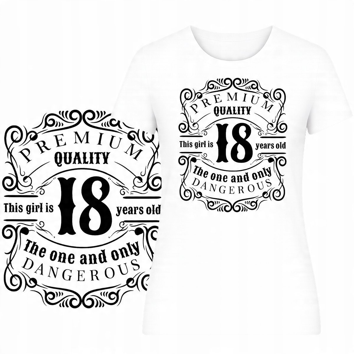 T-SHIRT DAMSKI KOSZULKA SUPER NADRUK 18 URODZINY PREZENT OSIEMNASTKA XXL